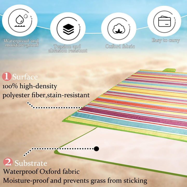 Strandmatte 200x200, Picknickdecke Wasserdicht XXL mit Tragegriff Wasserdicht Sandfrei mit isoliert