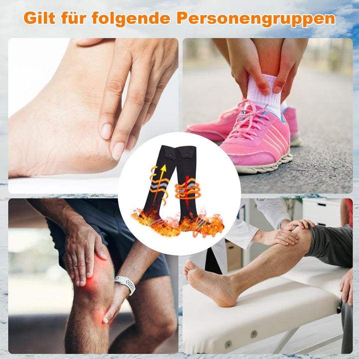 Beheizbare Socken Damen Herren, 2 X 5000mAh/5V Wiederaufladbare Heizsocken Warme Socken Bis zu 65℃ 3