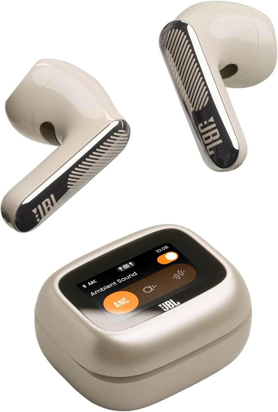 JBL Live Flex 4, Kabellose Noise-Cancelling-Ohrhörer, Champagner | Hi-Res Audio, Smart Charging Case