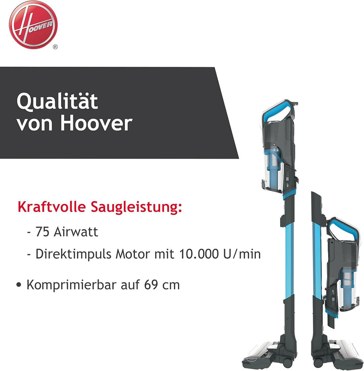 Hoover Akku-Staubsauger Tierhaare H-Free 500 Pets ohne Beutel I auch als Handstaubsauger I Bis zu 30