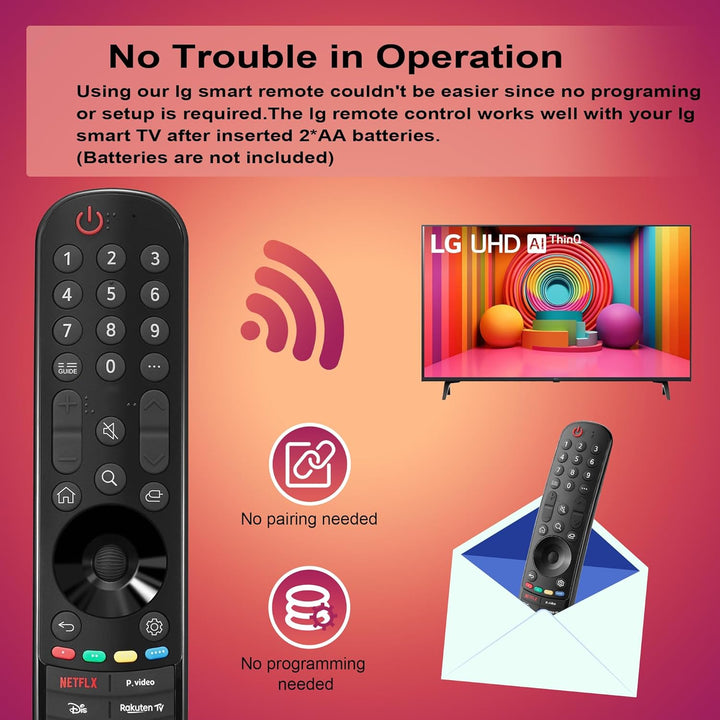 Ersatz für LG Magic Remote, MR24GA MR23GA MR22GN MR21GA MR20GA Universal Fernseher Fernbedienung kom