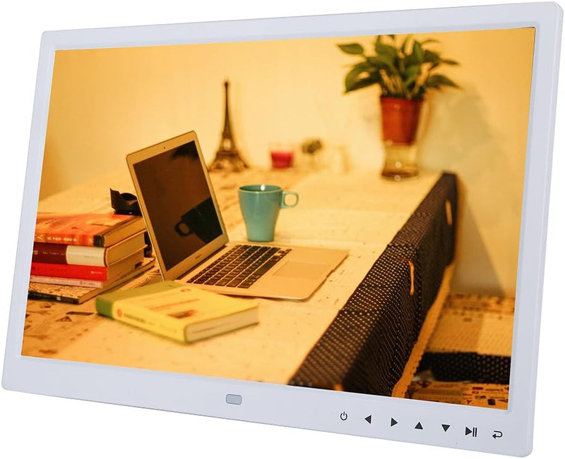 Digitaler Bilderrahmen, 15 Zoll 1280X800 LED-Bildschirm Touch Butto Digitaler Fotorahmen Wecker Musi