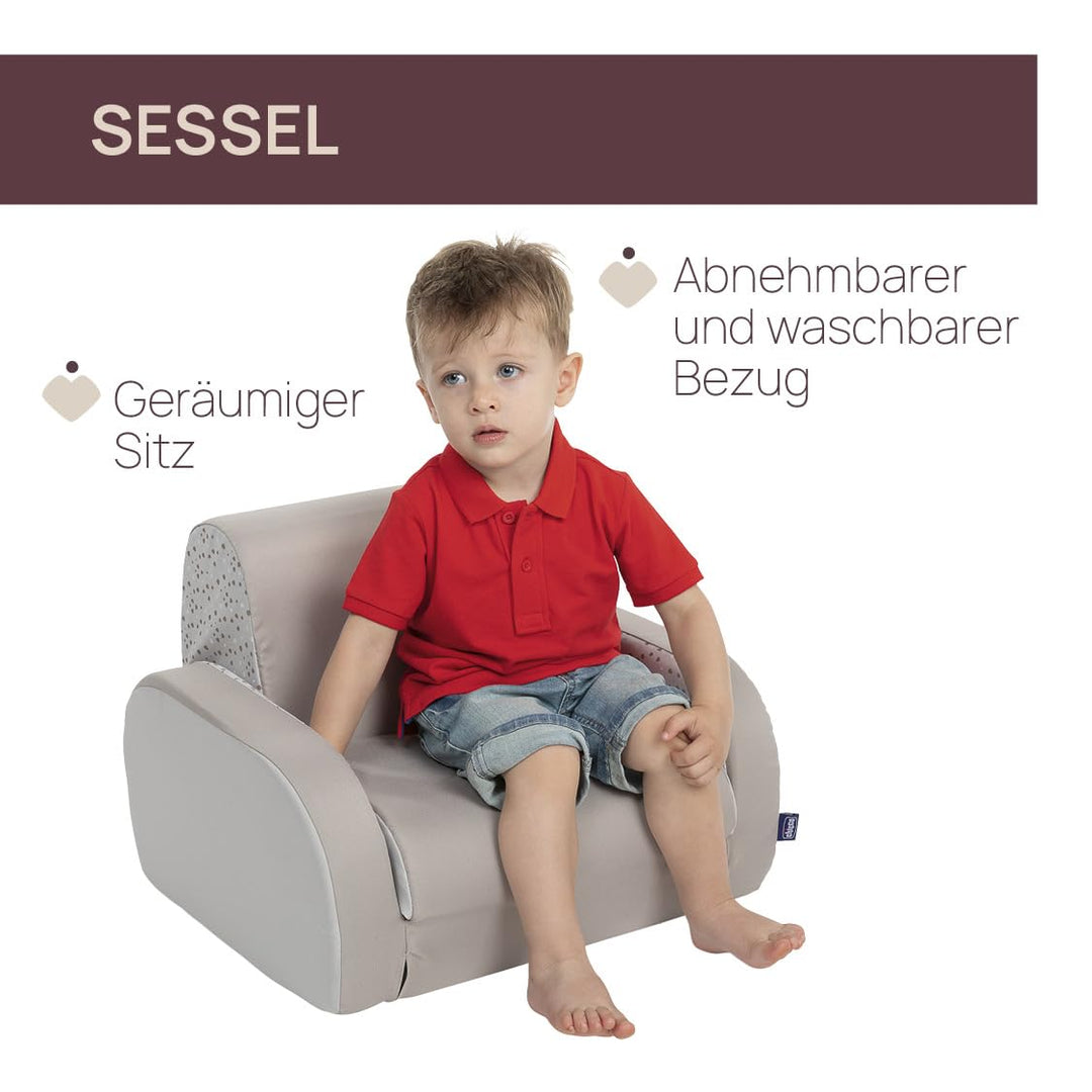 Chicco Kindersessel Twist, Kindersessel ab 1 Jahr , umbaubar in Liege und Sofa, Mit 3 Konfiguratione