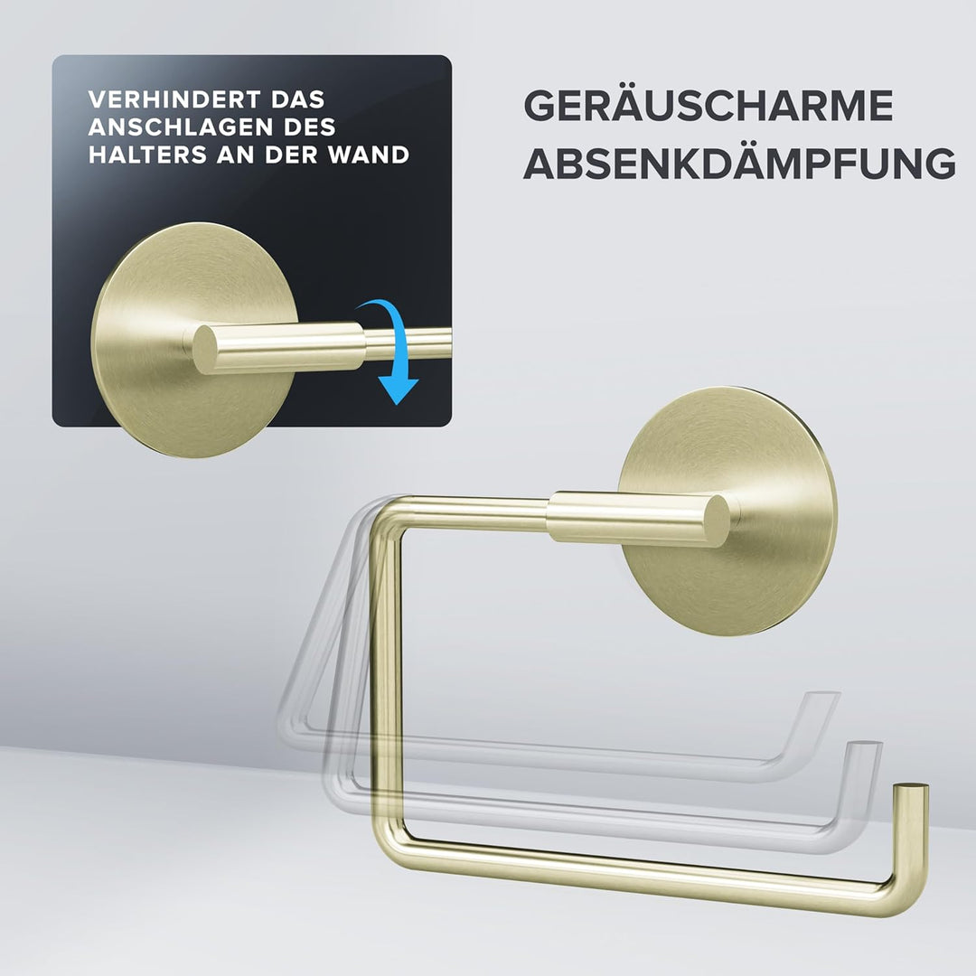 Toilettenpapierhalter Farstadsanden ohne Bohren Gold | selbstklebend Edelstahl | Klorollenhalter ohn
