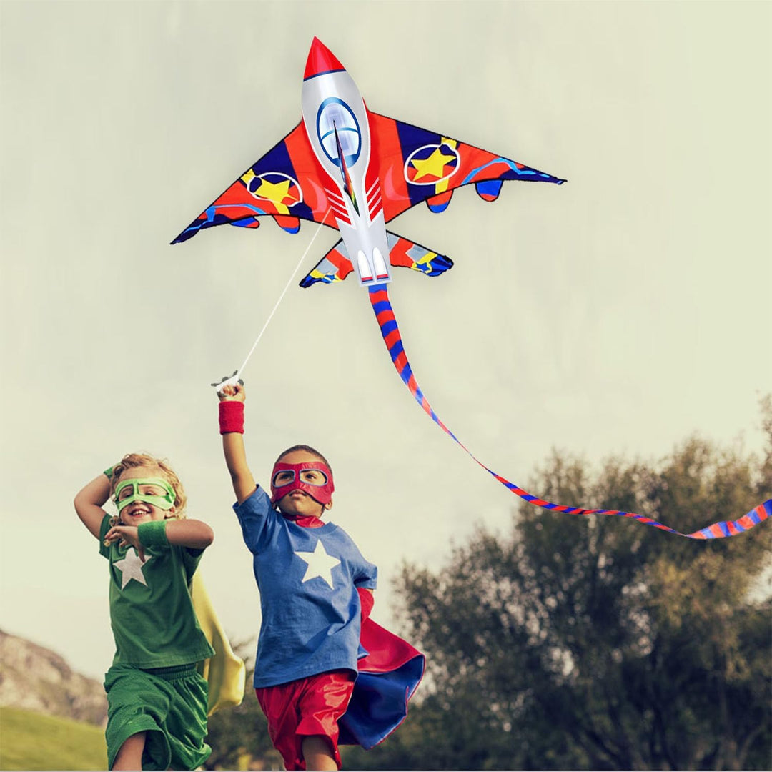 HONBO Kinder Drachen, Fighter Plane Drachen für Kinder und Erwachsene 58”breit mit langem Schwanz, i