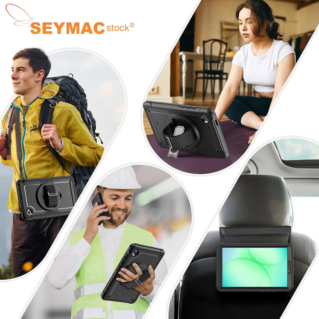 SEYMAC stock Hülle für Samsung Galaxy Tab A11/A9 8,7" 2025/2023 | Schwarz,Kratzfest Rundumschutz,Dis