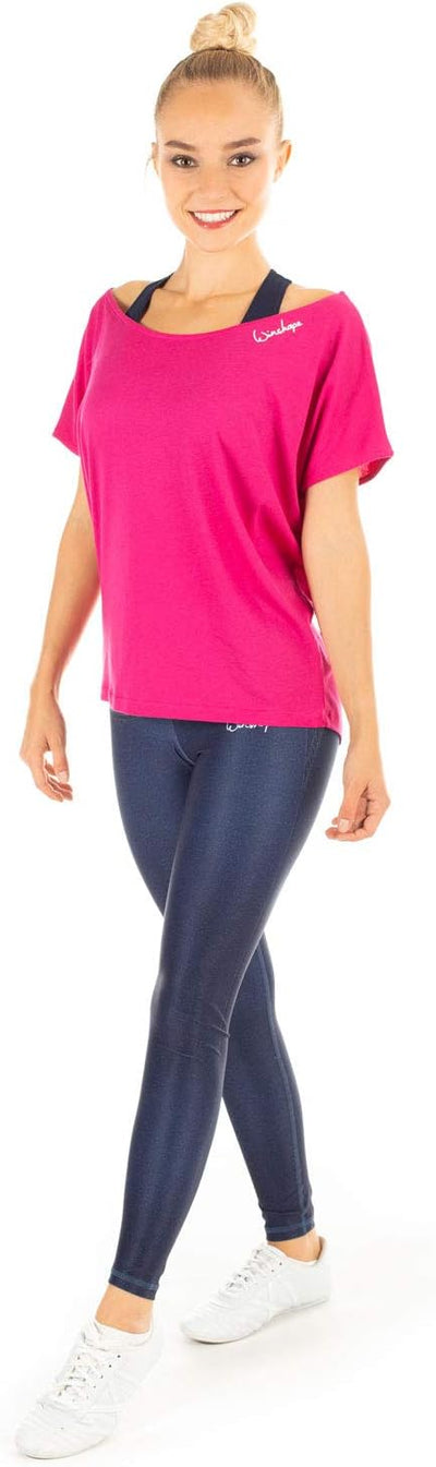 WINSHAPE Damen Ultra Leichtes Modal-Kurzarmshirt Mct002 mit Neon Pinkem „Love is The Answer” Glitzer