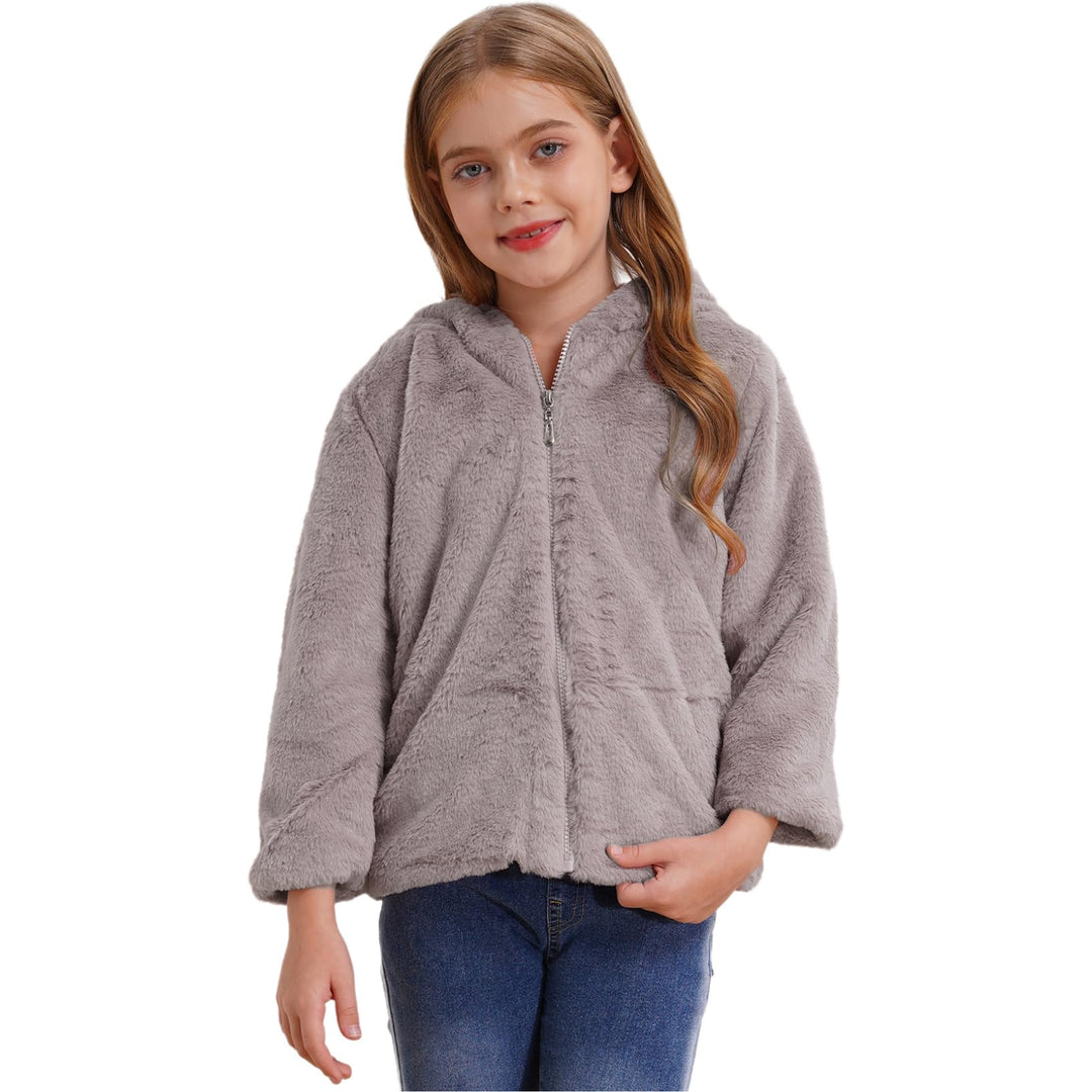 Oyolan Kinder Mädchen Kapuzenjacke Teddybär Fleecejack Winter Outwear Mantel Cartoon Sweatshirt Hood