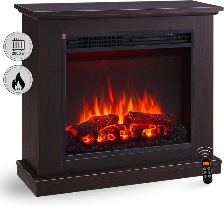 CrownFlame Phanos Elektrokamin - Elektrischer Standkamin mit Heizung 1000/2000 W, realistischer 3D-F