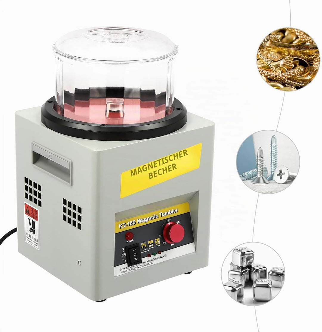 Magnetische Trommel Schmuck Poliermaschine Schmuckpoliermaschine mit Zeitfunktion, 220V 2000RPM Magn