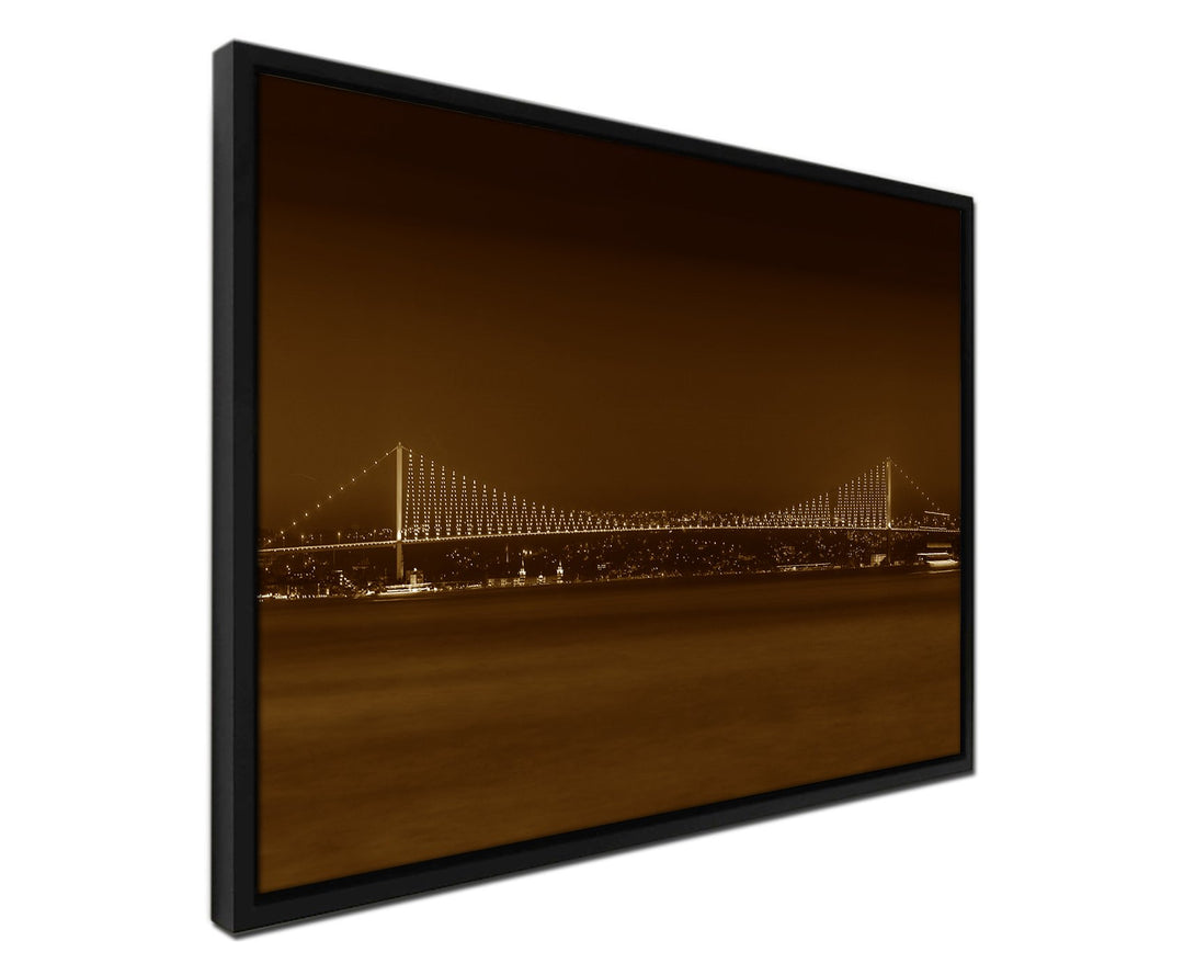 Paul Sinus Art 105x75cm Wandbild – Farbe Sepia - auf Leinwand inkusive Schattenfugenrahmen schwarz -