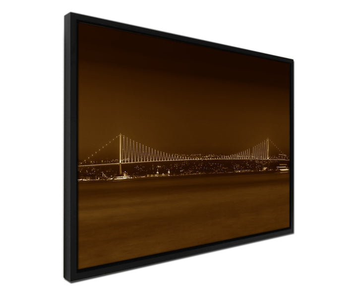 Paul Sinus Art 105x75cm Wandbild – Farbe Sepia - auf Leinwand inkusive Schattenfugenrahmen schwarz -