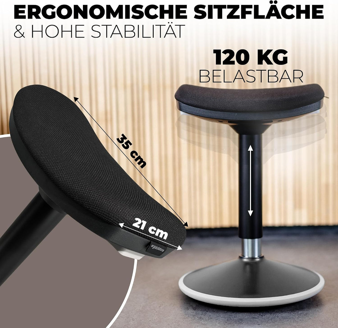 Ergonomischer Bürohocker [2 Sitzpositionen] höhenverstellbarer Sattelhocker [43–63 cm] Sitzhocker fü