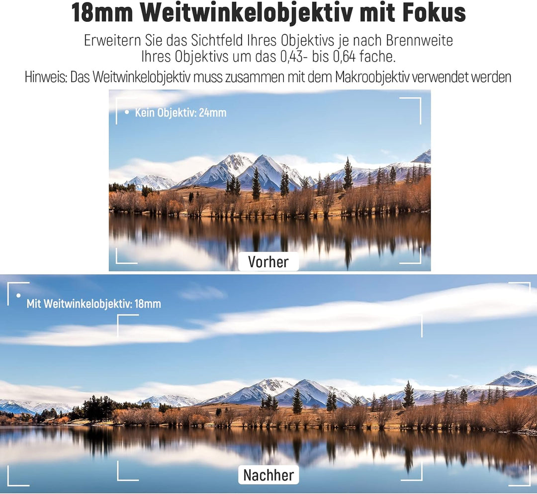 NEEWER 55mm 0,43X HD 2 in 1 Weitwinkel & Makroobjektiv, Ultraweitwinkelobjektiv mit 18mm Brennweite