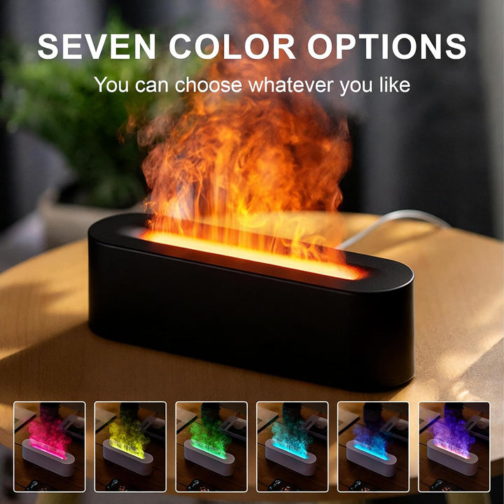 Raumluftbefeuchter, 7-Farben-Flammen-Desktop-Luftbefeuchter Mit 3-Gang-Timing Und Automatischer Absc