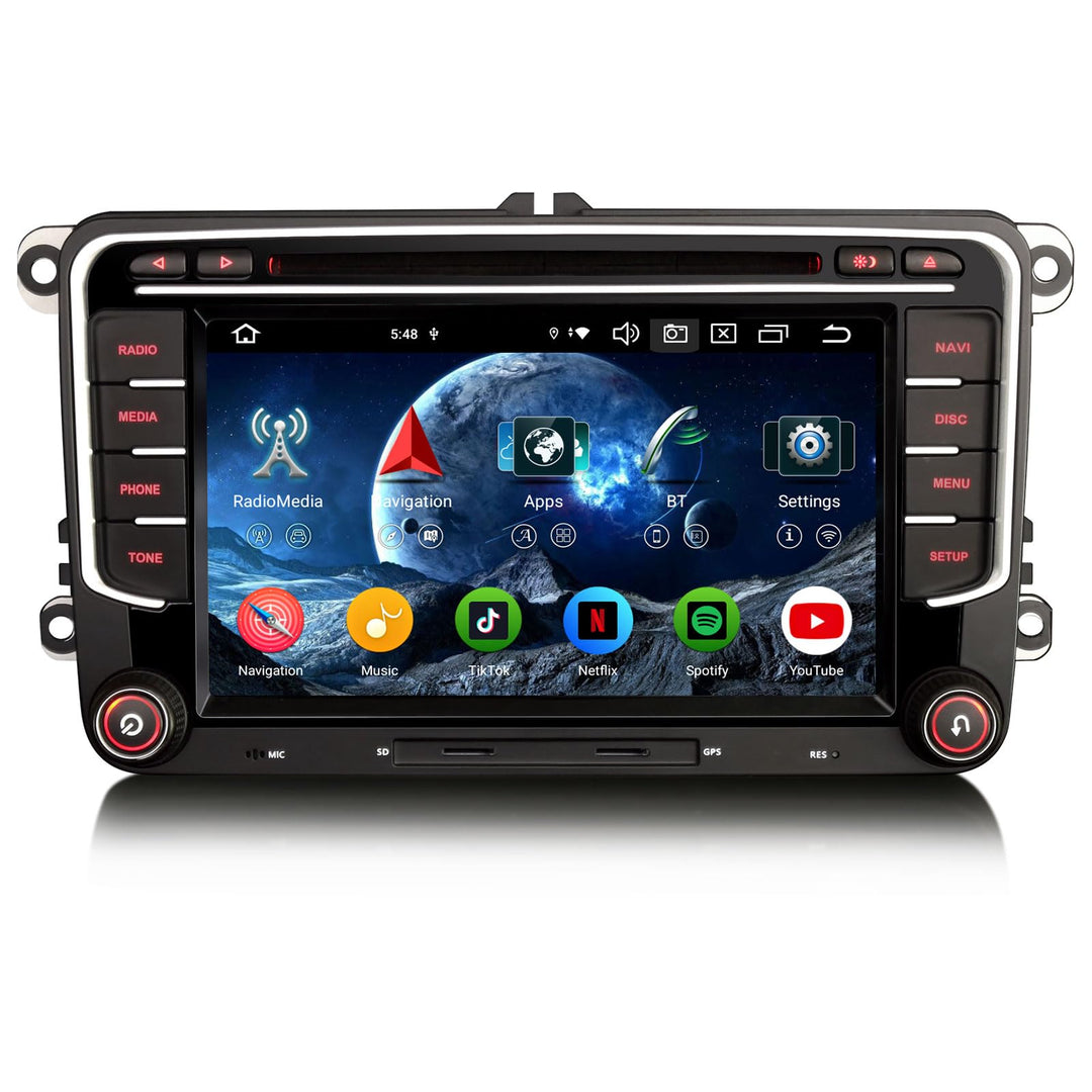Erisin 7 Zoll Android 14 Autoradio mit CD Player für VW Golf 5/6 T5 Sharan Polo 6R Passat B6 Touran