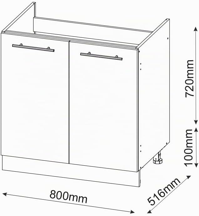 Vicco Spülenunterschrank Fame-Line, Anthrazit/Weiss, 80 cm ohne Arbeitsplatte Anthrazit Spülenunters