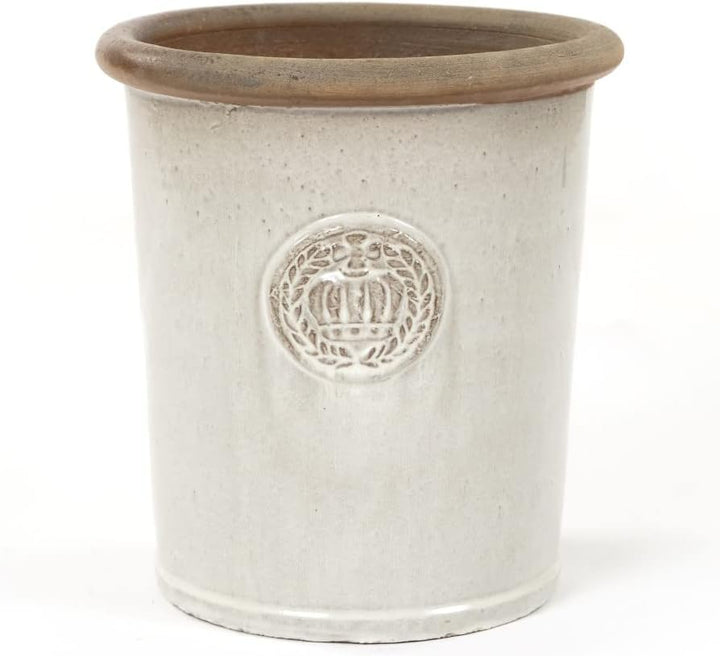 Pflanzgefäss Blumentopf Übertopf Krone Steinzeug glasiert Weiss Grau Türkis 34cm 45cm absolut Frostf