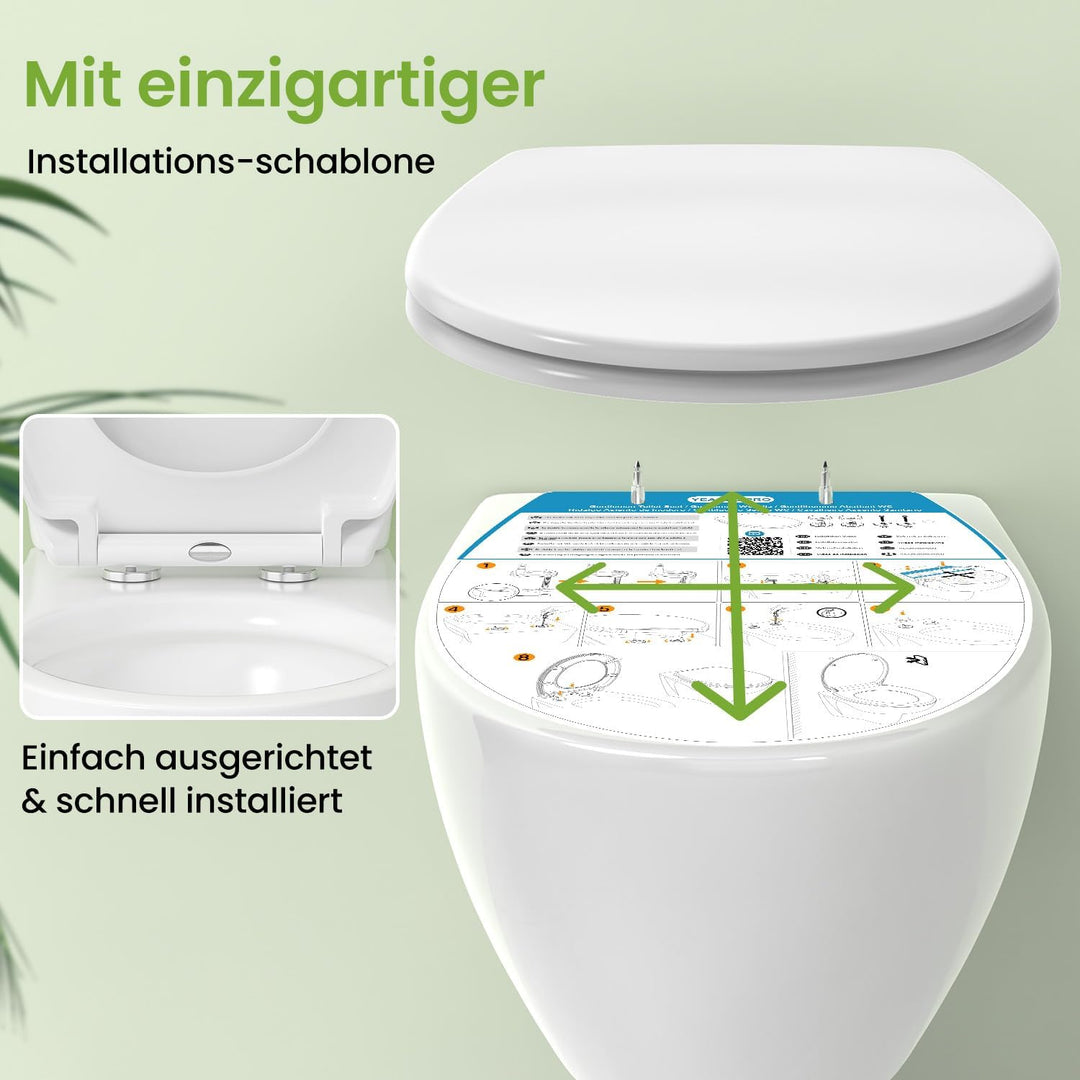 YEAUPE PRO Toilettendeckel mit Absenkautomatik Oval, WC Sitz Duroplast, Weiss | Klodeckel, Klobrille