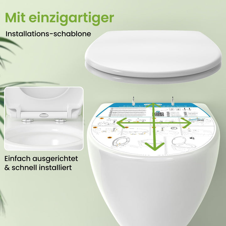 YEAUPE PRO Toilettendeckel mit Absenkautomatik Oval, WC Sitz Duroplast, Weiss | Klodeckel, Klobrille