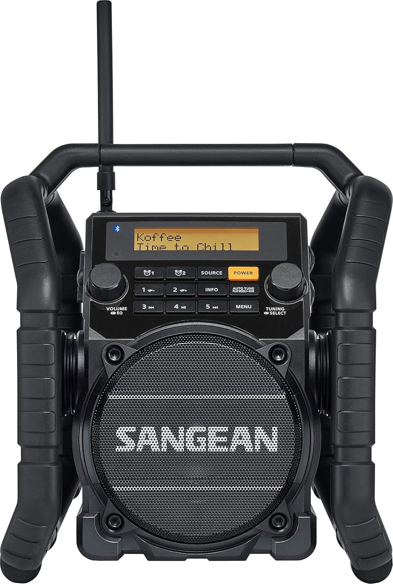 Sangean U-5DBT Baustellen Radio mit Bluetooth | Stossfestes Radio mit DAB+, UKW+, FM, Aux und Blueto