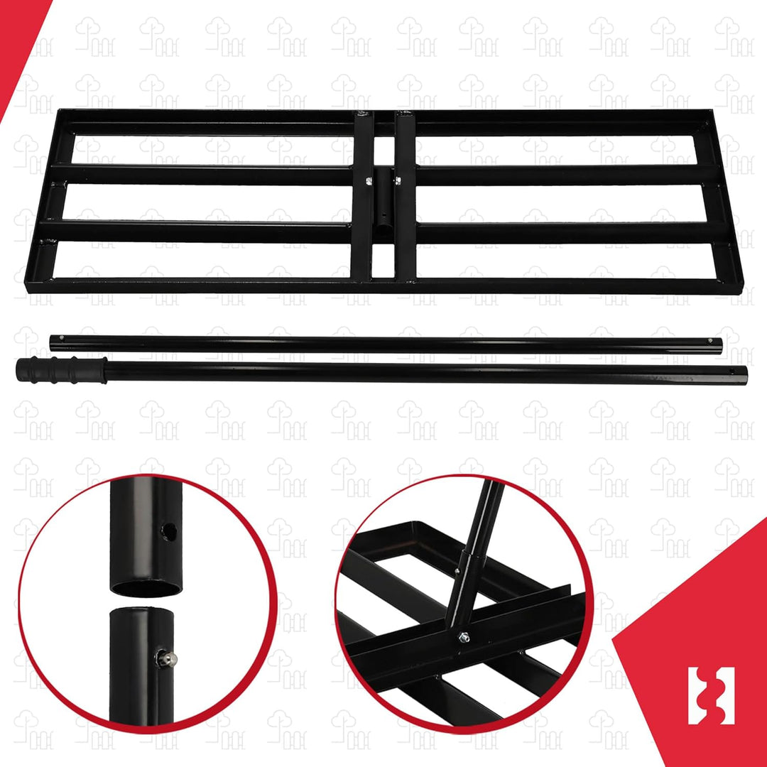 KOTARBAU® Rasenrakel - 90 x 30 cm - Rasen Nivellierrechen - mit Stahlstiel - 175 cm - Gartenwerkzeug