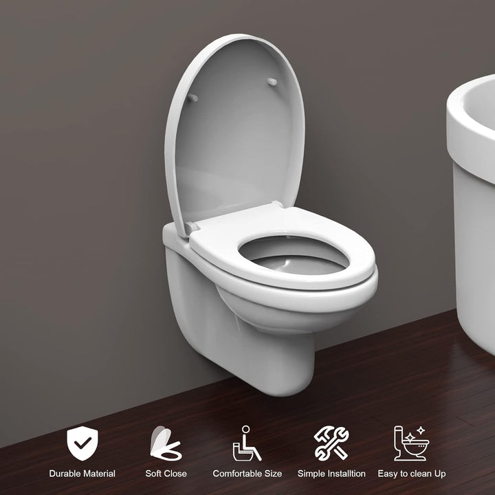 Ibergrif Toilettendeckel mit Absenkautomatik O WC Sitz Einfache Montage und Sauber,Klodeckel Quick-R