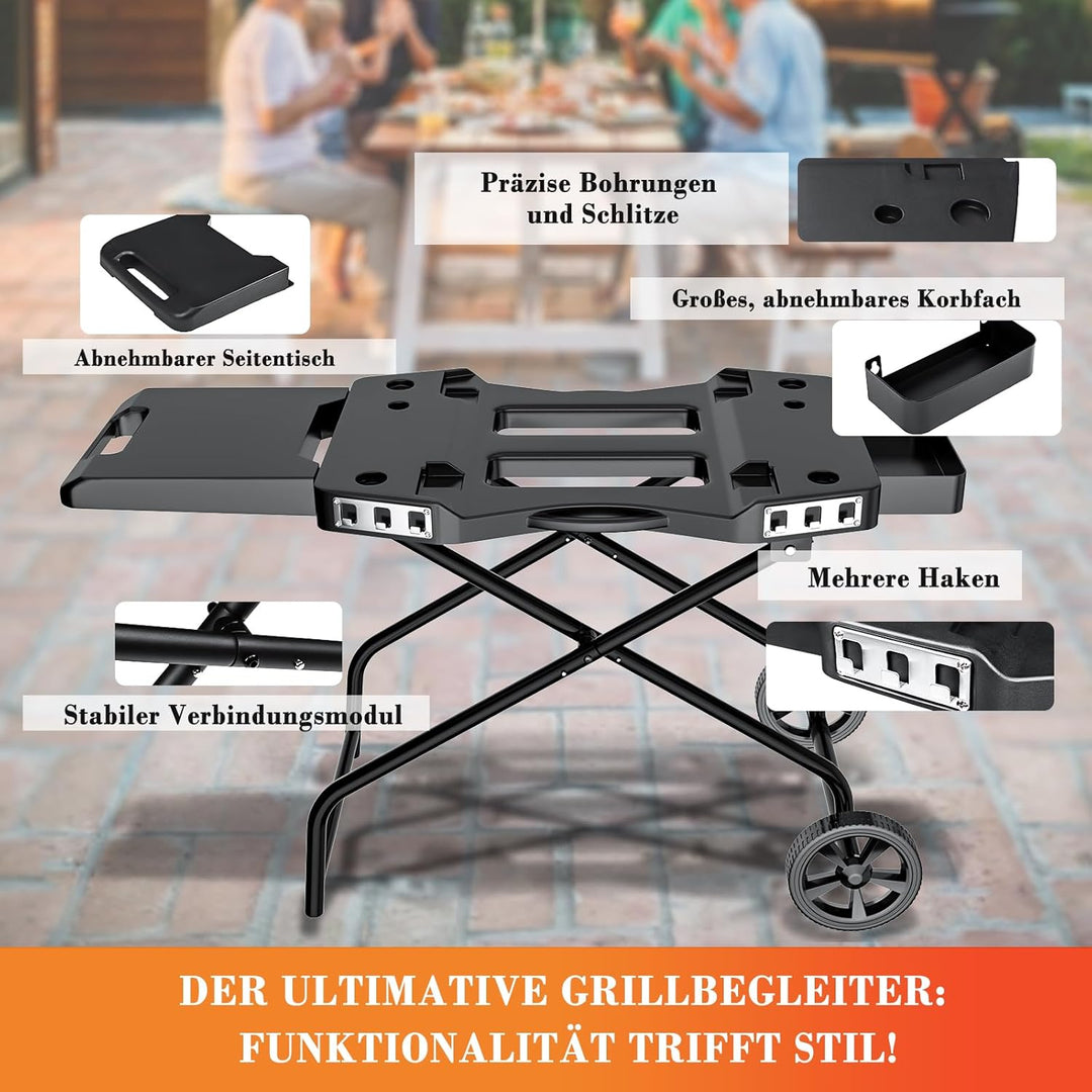 Denmay Tragbarer Grillwagen für Ninja Woodfire OG700 Serie, faltbarer Outdoor Grillständer für Ninja
