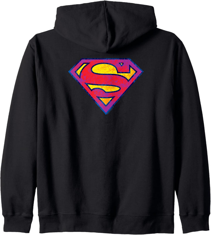 Superman Neon Distress Logo Kapuzenjacke