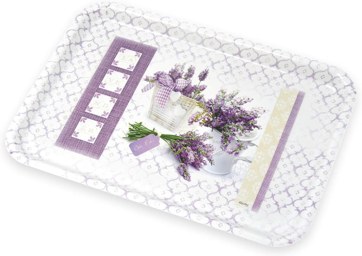 Lashuma Transporttablett Mediterran, Eckiges Kaffeetablett 45x31 cm, Picknicktablett Bedruckt, Motiv