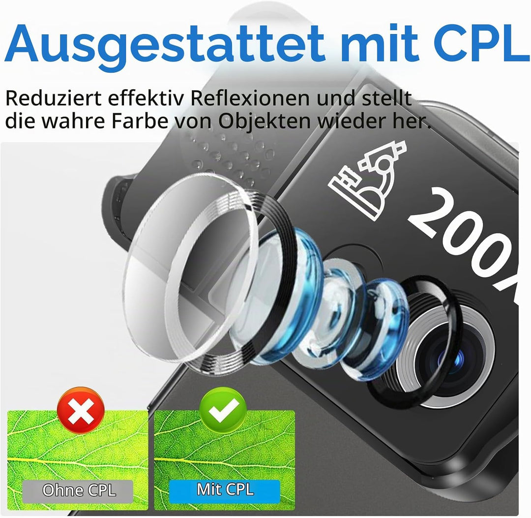 Handy Mikroskop, 200x USB Mikroskopen mit LED, Mini-Mikroskop für Smartphone Kamera, HD Digital Mikr