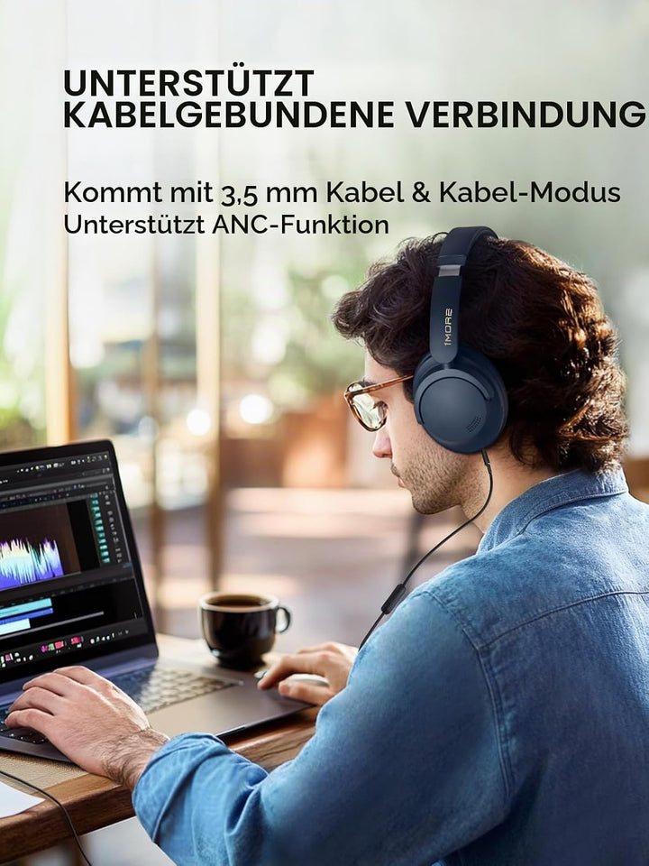 1MORE SonoFlow Pro Over-Ear Kopfhörer Kabellos, LDAC Hi-Res Wireless Audio, Active Noise Cancelling,