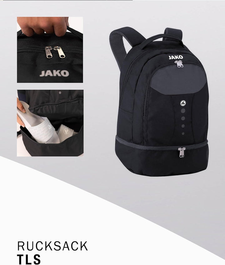 JAKO Herren Rucksack Striker, Schwarz