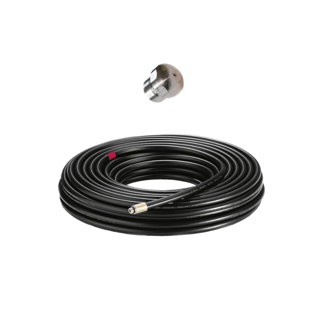 20 Meter Rohrreinigungsschlauch-Set Professional inkl. Rohrreinigungsdüse VA Edelstahl für Hochdruck