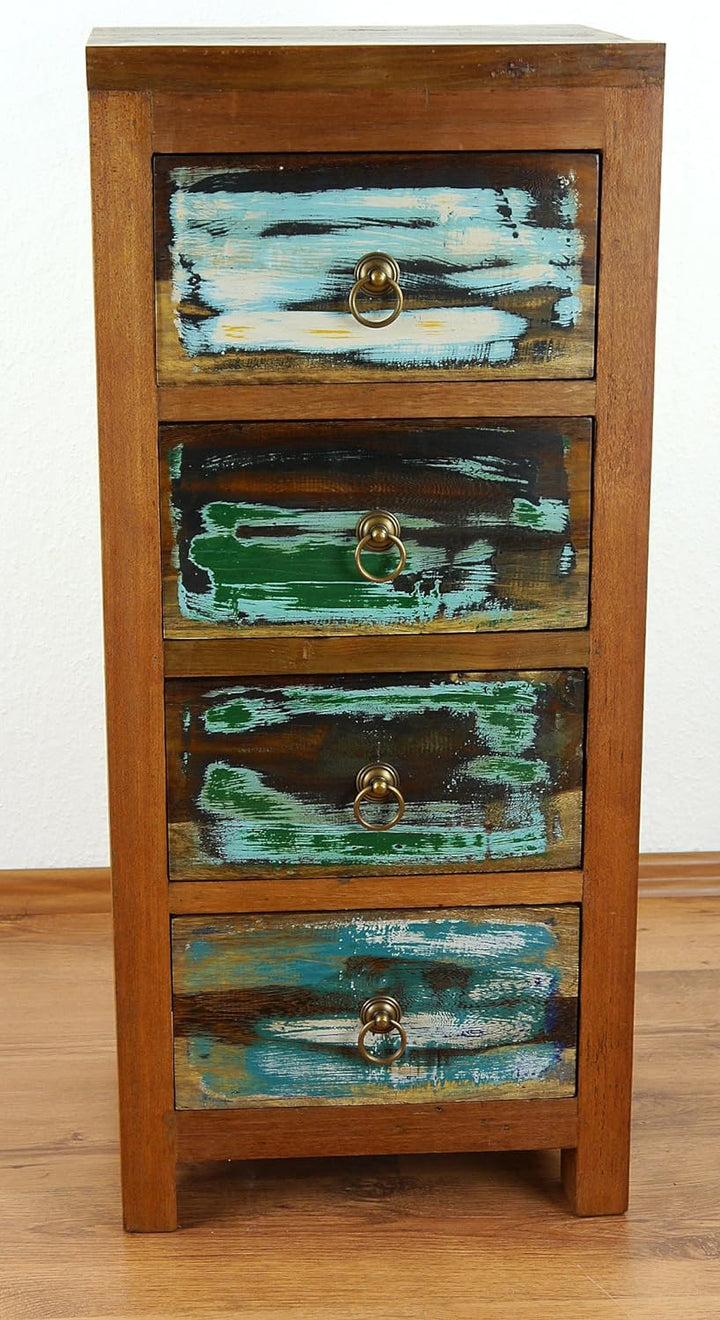 livasia Teakholz Kommode aus Java | Recyceltes buntes Bootsholz | Asiatische Möbel | Designer Möbel