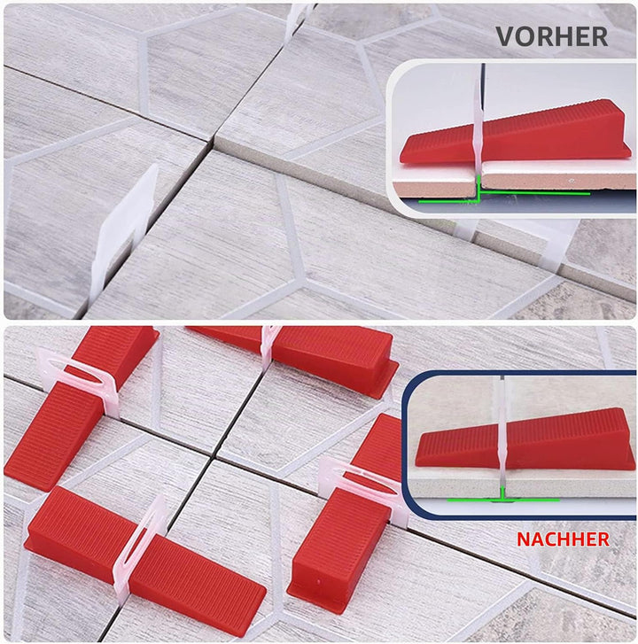 Deuvuo 500 Stück Fliesen Nivelliersystem 1mm Zuglaschen,1mm fliesen nivelierset fliesen Verlegehilfe