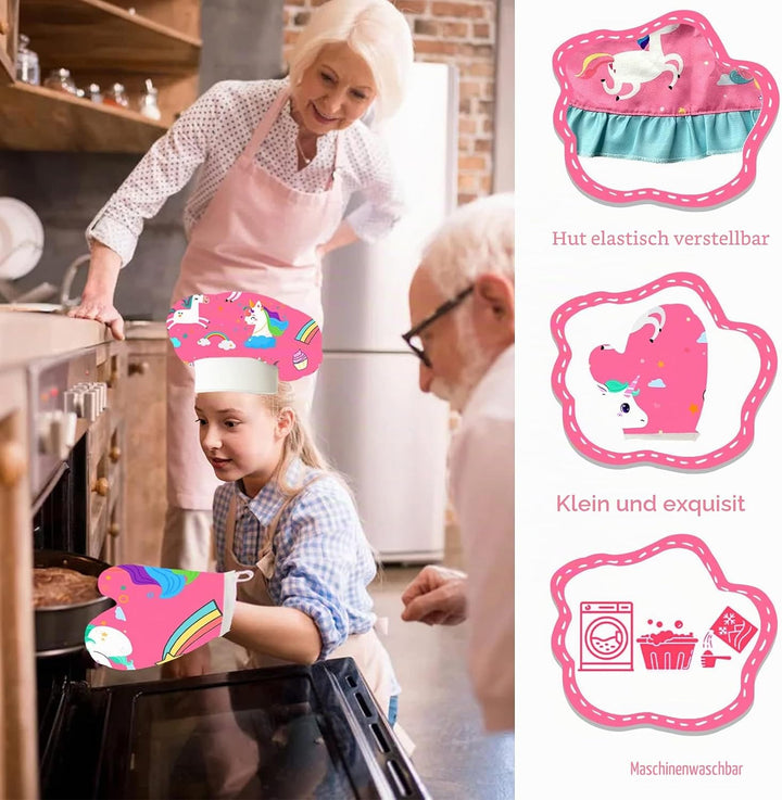 Chef-Set Koch-und Backset für Kinder, Backset Küchenspielzeug Set Rollenspiele mit Schürzen, Kochmüt