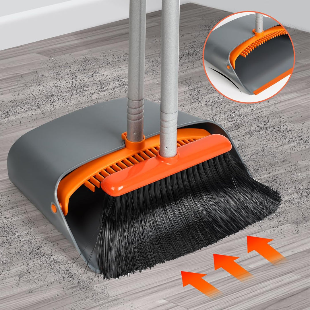 Jekayla Besen und Kehrschaufel Set, Kehrmaschine und Kehrschaufel Combo mit 137cm Langem Ausziehbare