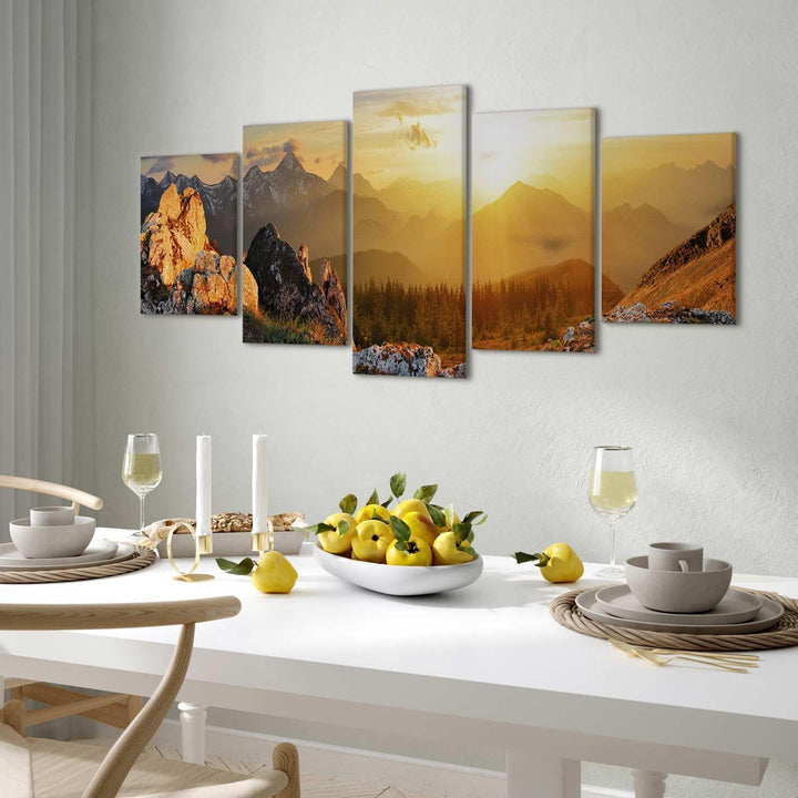 murando - Bilder Landschaft Gebirge 100x50 cm Vlies Leinwandbild 5 tlg Kunstdruck modern Wandbilder