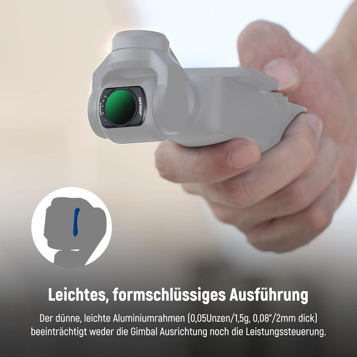NEEWER Variabler ND und Black Diffusion 1/4 Filter, kompatibel mit DJI Osmo Pocket 3 Creator Combo Z