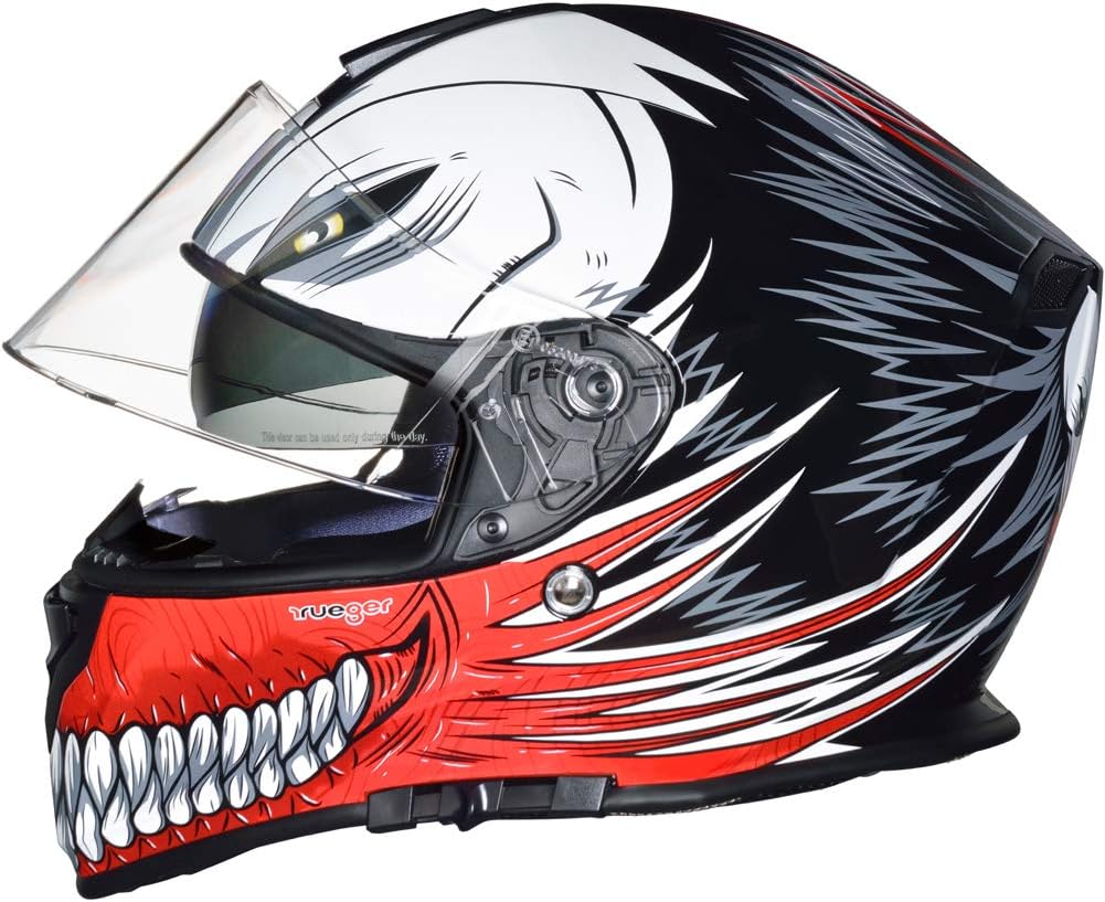 RT-824 Integralhelm Motorradhelm Kinderhelm Motorrad Integral Roller Helm rueger Red Hollow L (59-60
