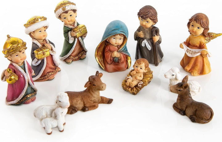 Logbuch-Verlag kleine Krippe 11-TLG. Krippenfiguren Kinderkrippe Weihnachten 7 cm