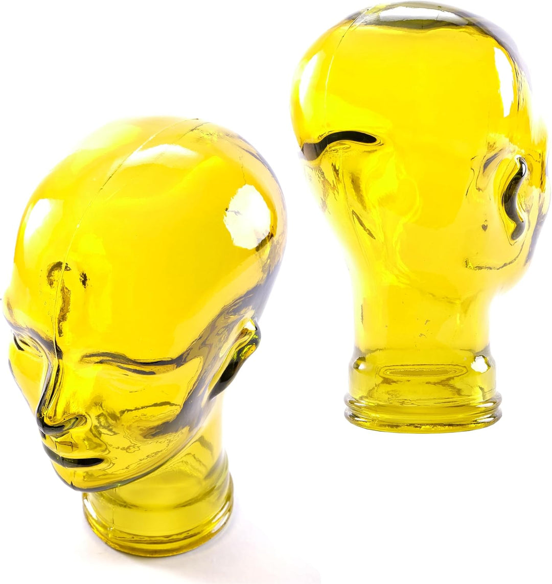 DESIGN DELIGHTS KOPFHÖRERSTÄNDER | Glas, Transparent Gelb | Deko Kopf, Glaskopf, Headset Halter, Ret