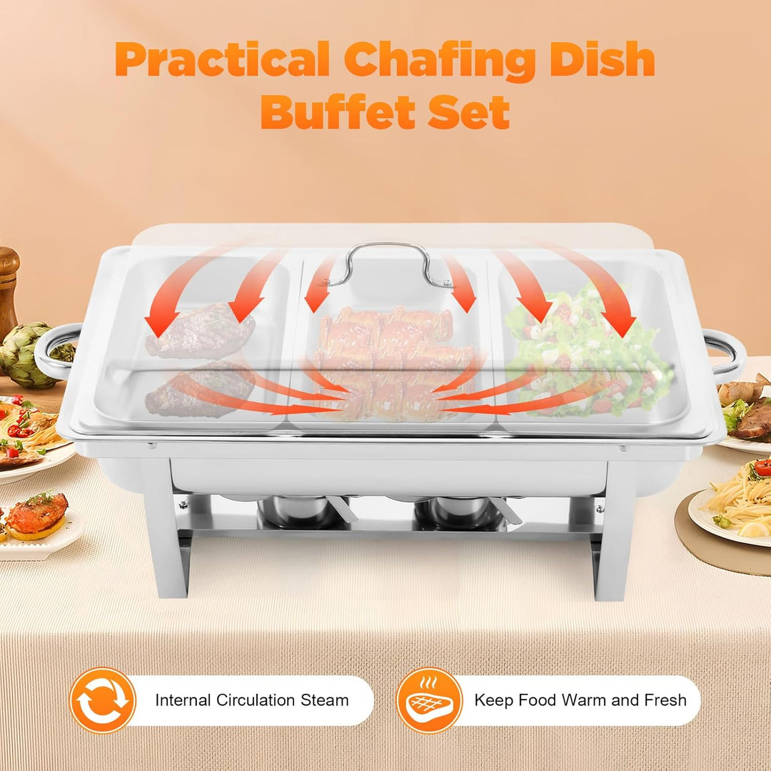 9L 3 Grid Profi Chafing Dish Speisewärmer Wärmebehälter Satz Speisenwärmer Edelstahl Warmhaltebehält