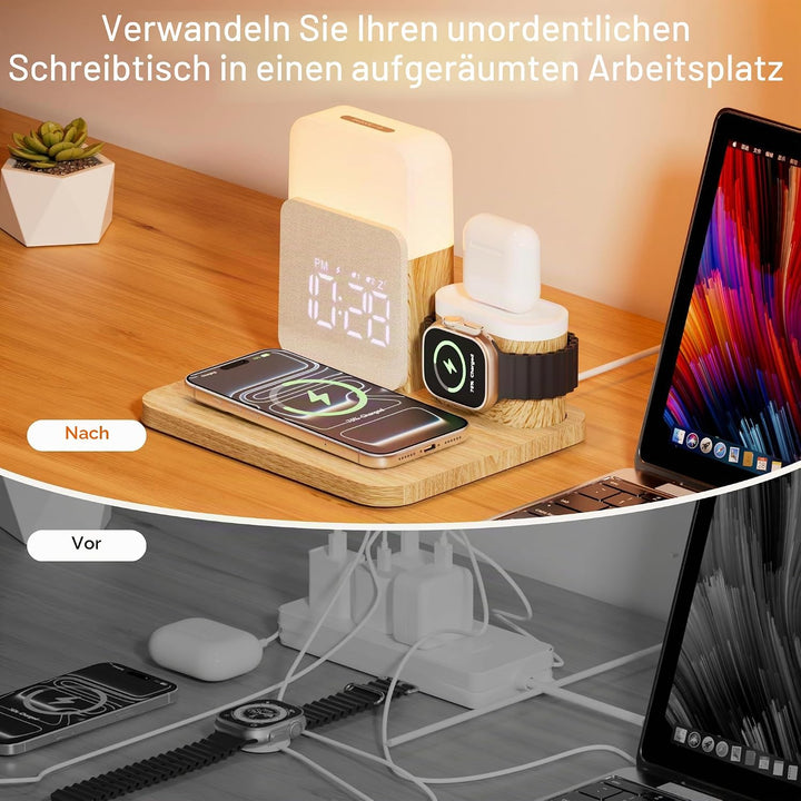 5 in 1 Induktive Ladestation für A-pple Watch und Phone 17/16/15/14-11 Serie und air-pods, 15W Wirel