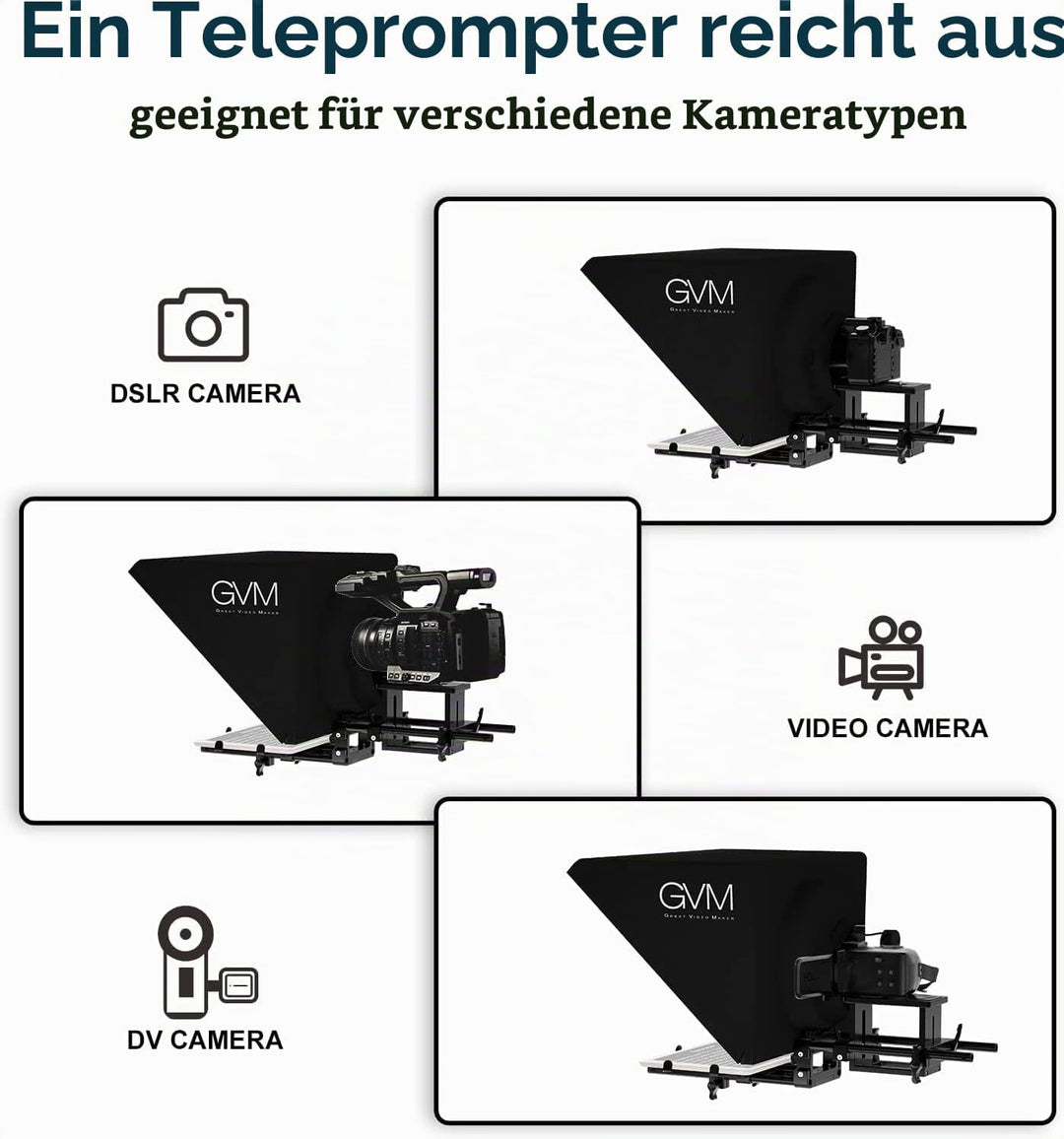GVM Teleprompter für Tablet DSLR Kamera Smartphone, Tragbares 18&