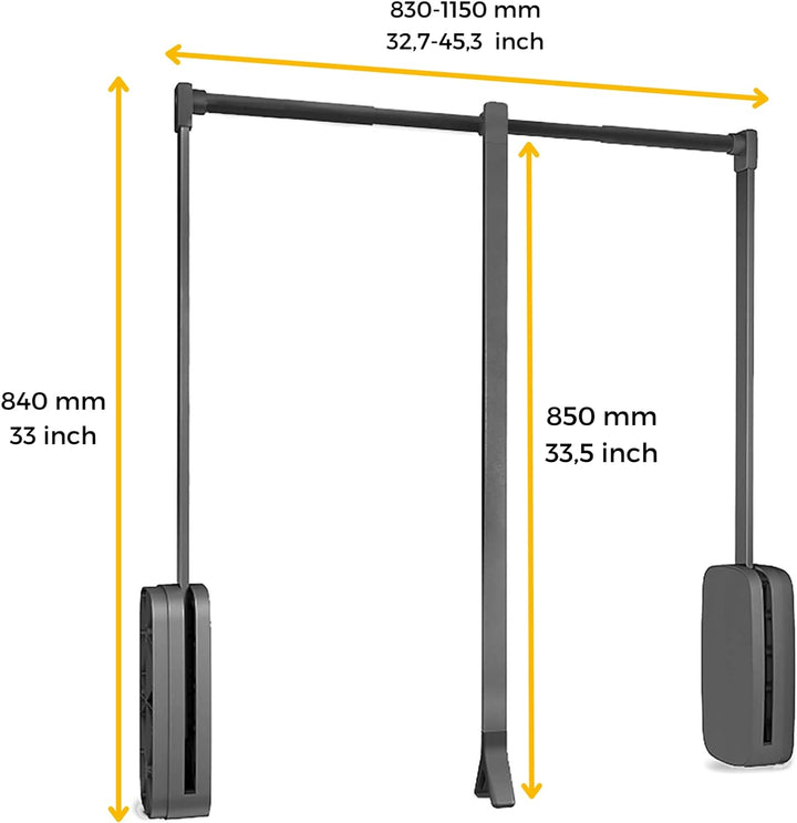 EMUCA Kleiderlift für Schrankbreite, kleiderschranklift, 830-1150mm breite regulierbar, Titanfarbe,