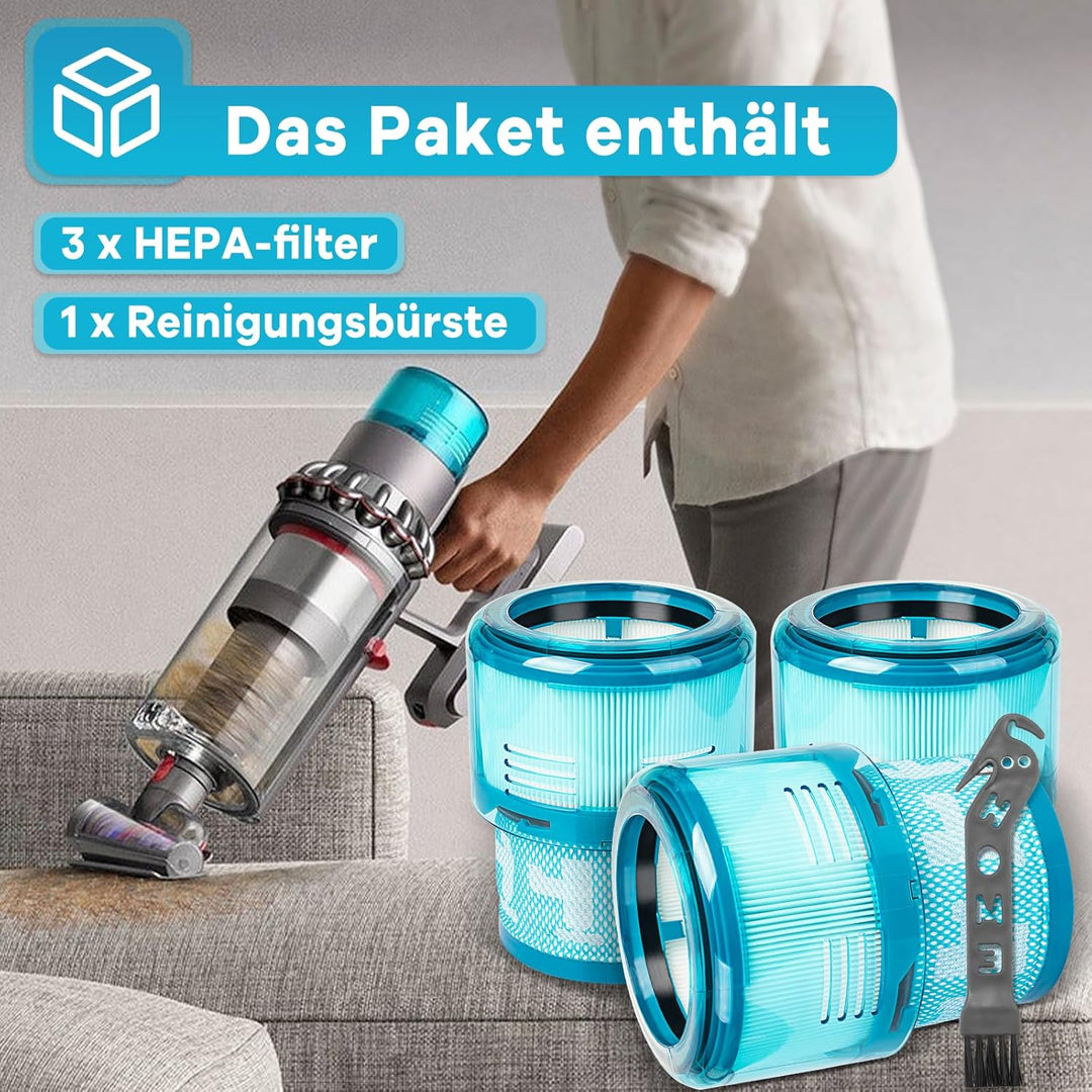 3 Stück Gen5detect HEPA-Ersatzfilter kompatibel mit Dyson Gen5detect Absolute kabelloser Staubsauger