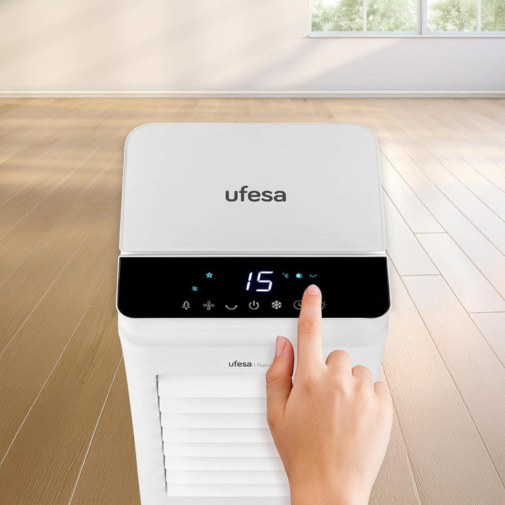Ufesa Narvik Verdunstungskühler, 65W, Kühlfunktion und Ventilator, 3 Geschwindigkeiten, 3 Modi, Touc