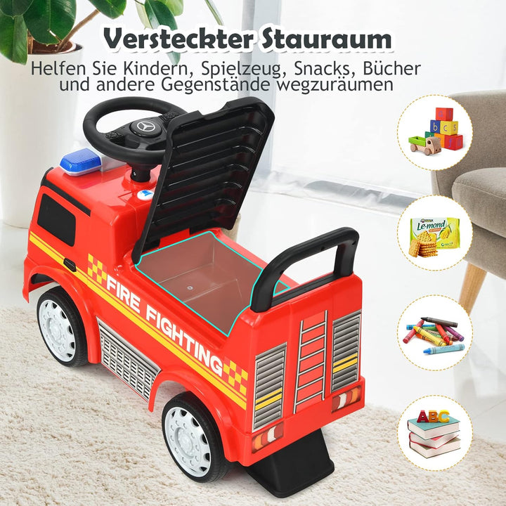 GOPLUS Rutschauto mit Kofferraum unter Sitzfläche, Rutscher Kinderfahrzeug mit Scheinwerfer&Hupe&Mus